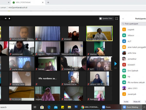 Kamad MIN 2, Guru dan beserta staff Rapat Oline Video Converence.