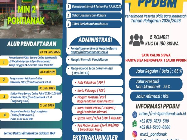 Pengumuman PPDBM MIN 2 PONTIANAK 2025/2026